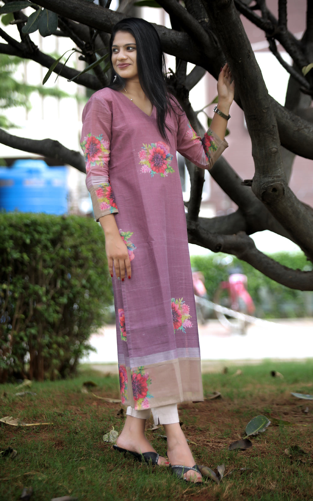 RUSTIC A LINE PURPLE KURTA