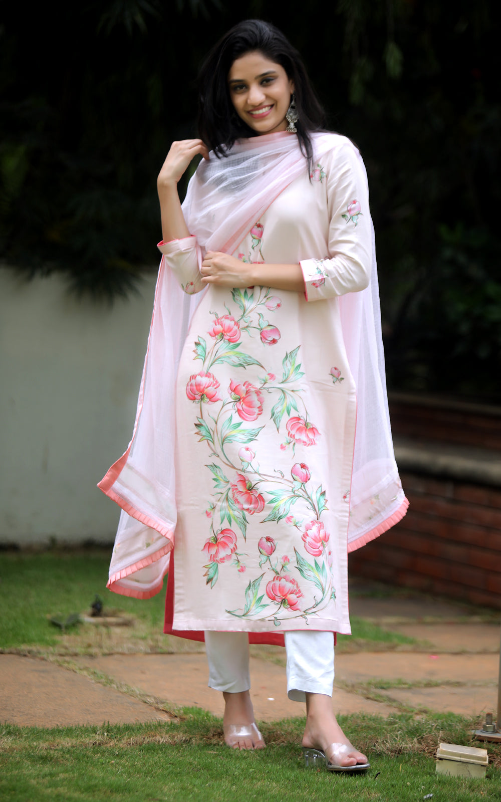 FLUFFY PINK PEONYSILK KURTA