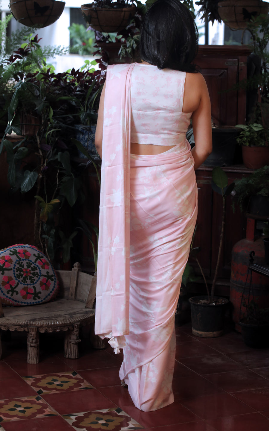 BABY PINK MODAL SILK WITH REVERSE PRINT