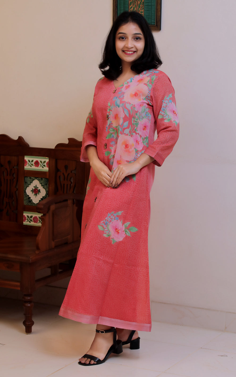 TOMATINA PEACH COTTON KURTA