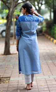 Timeless ink blue cotton kurta set