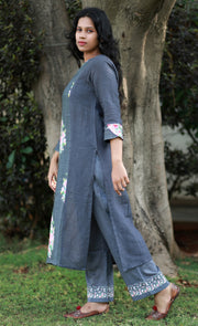 Fossil Handwoven Linen Kurta With Prints