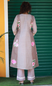 Hazelnut Rose Garden Cotton Kurta Set