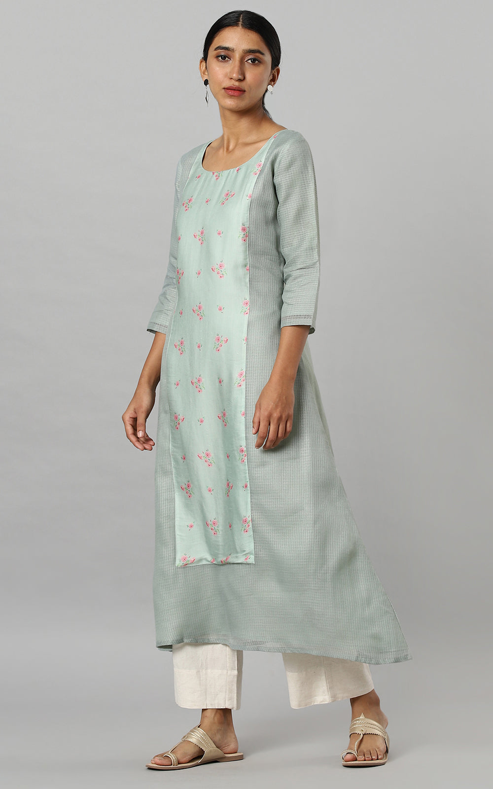 SEA GREY COTTON KURTA