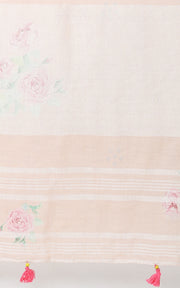 PEACH LINEN SAREE WITH CLUSTERS