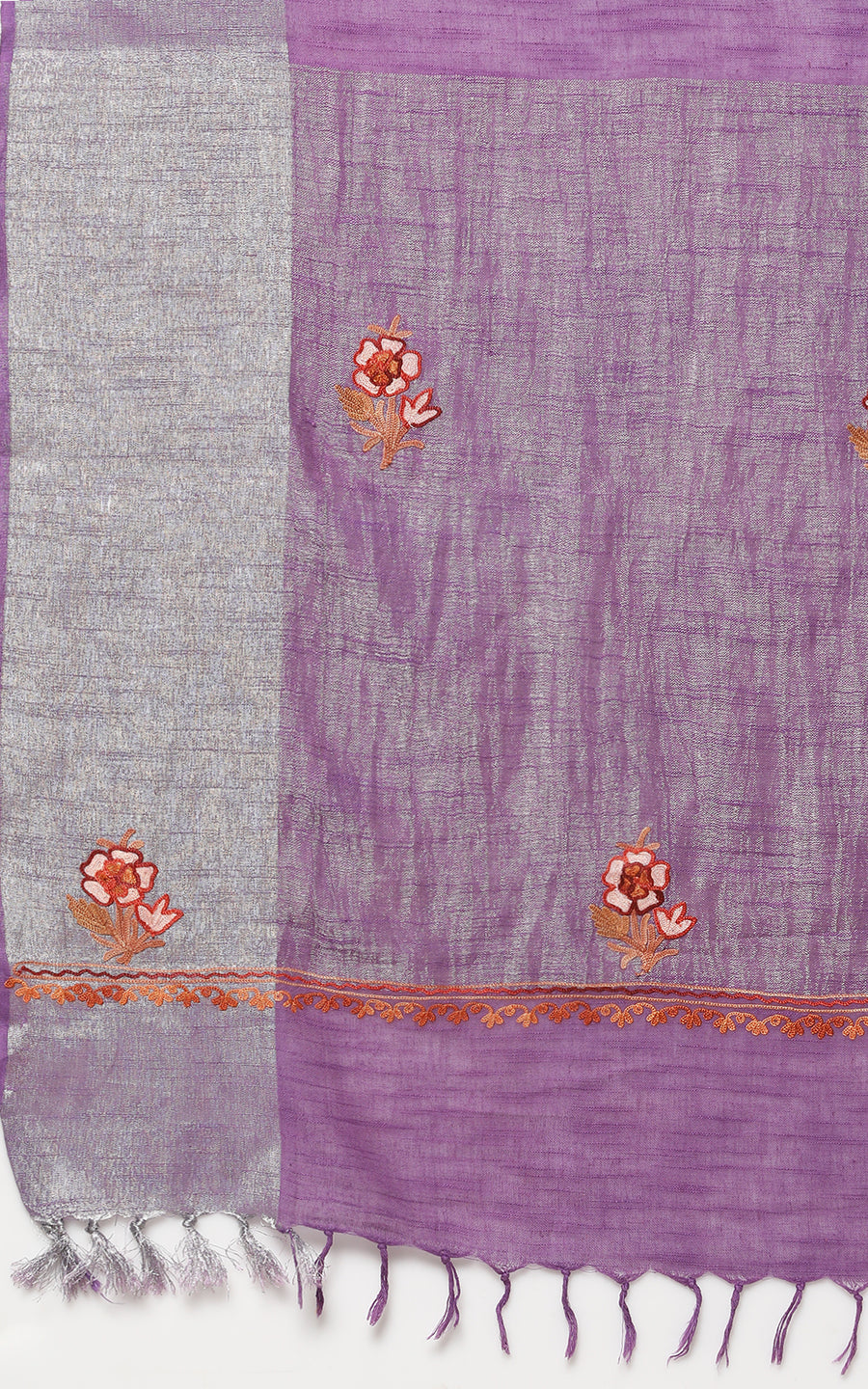 VIOLET SAREE WITH KASHMIRI HAND EMBROIDERY