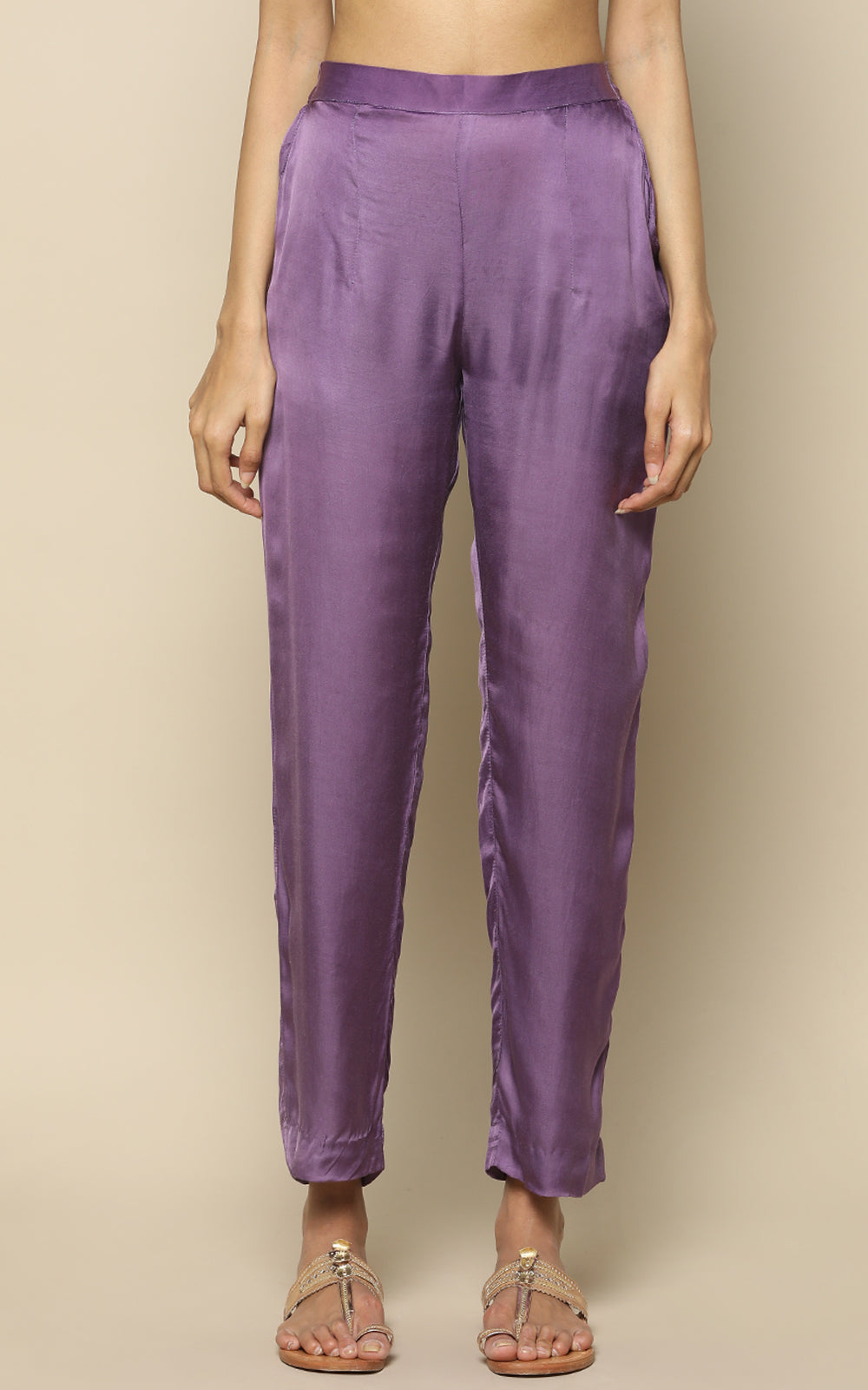 Tall Purple Satin High Waist Wide Leg Trousers  New Look