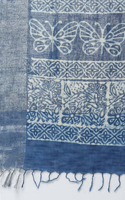 INDIGO HANDBLOCK PRINTED SAREE