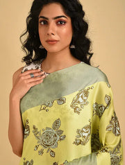 MUSTARD AND SAGE MODAL SILK WITH ROSE FOREST
