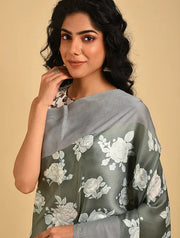 MOON GREY MODAL SILK WITH ROSE FOREST