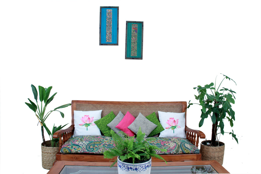 LOTUS PRINTED CUSHION COVERS IN PURE COTTON